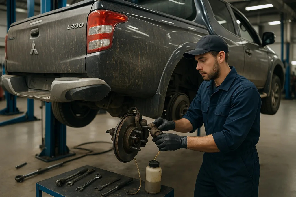 Замена и прокачка тормозной системы на L200 после эксплуатации в условиях бездорожья